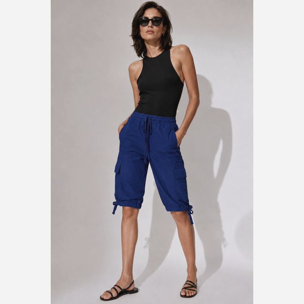 Norma Kamali Blue Capri Tie Up Shorts Pants  Women's Size 14
